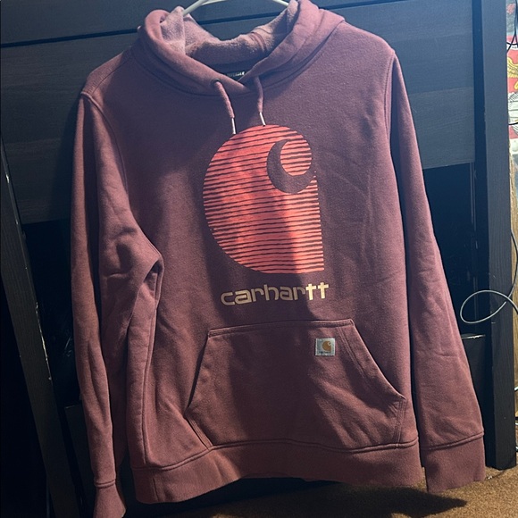 Carhartt Burgundy Hoodie with Logo - Picture 1 of 2
